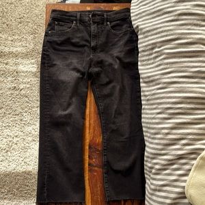 GAP- high rise, kick fit ankle jeans- black